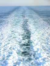 Ferry wake stretching to the horizon